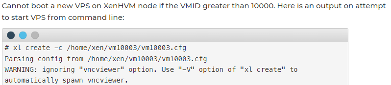 Cannot boot a new VPS on XenHVM node if the VMID greater than 10000