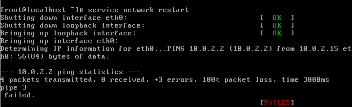 Failed to restart network service CentOS error