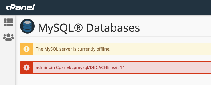 cPanel MySQL error query PHP