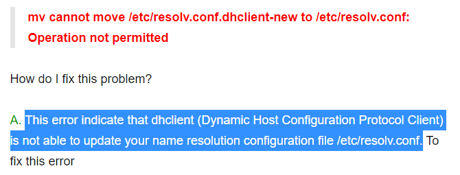 DHCP Client Error mv cannot move - Fix this error now