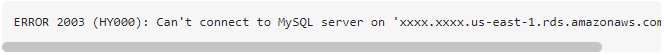 Error 2003 (HY000) when i try to connect amazon rds server from ec2 server