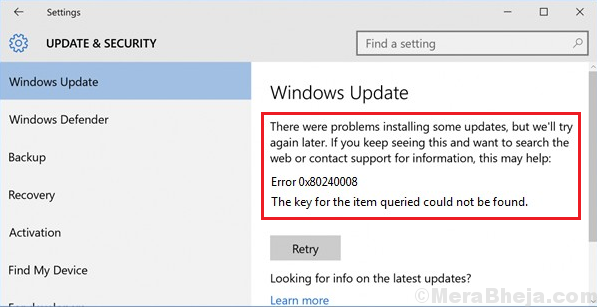Windows update error 0x80240008 tips to fix