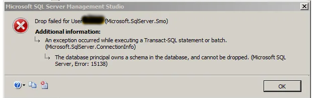 Solve sql server error 15138