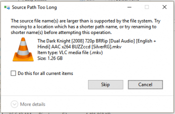 Source File Names Are Larger Than Is Supported By The File System