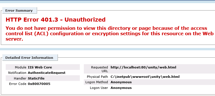 'http error 401.3 – unauthorized' in IIS - Fix it Now ?
