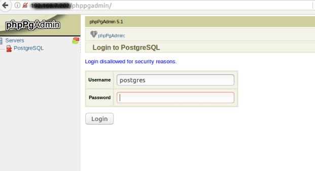 “Login disallowed for security reasons” phppgadmin error