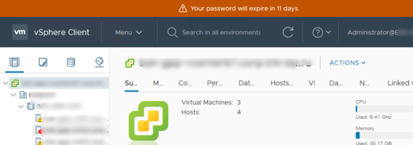 Managing password expiration settings in VMWare vSphere