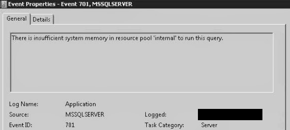Microsoft SQL Server Error 701