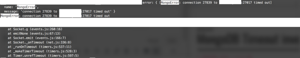 MongoDB connection timeout