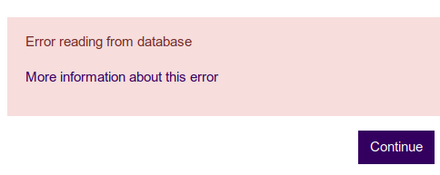 Fix Moodle Error reading from database Bugs