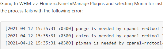 Munin plugin fails to install due to missing dependencies - Fix it Now ?