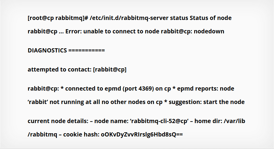 OnApp "Error unable to connect to node rabbit"