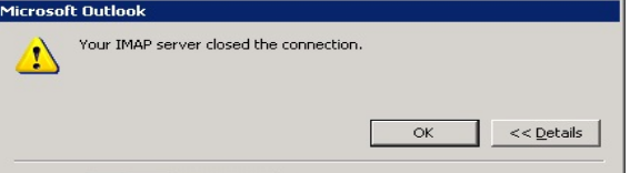 IMAP server closed the connection 0x800cccdd