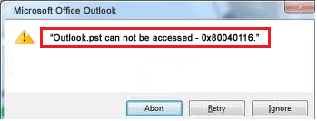 Outlook PST Error 0x80040116
