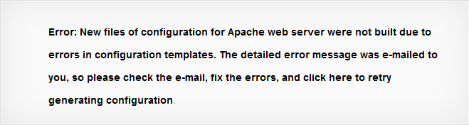 New files of configuration for Apache error in Plesk