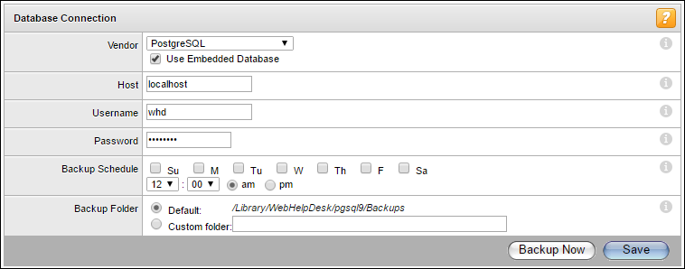 Back up and restore the PostgreSQL database using the web console on Web Help Desk