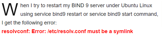 resolvconf error resolv conf must be a symlink - Fix it Now