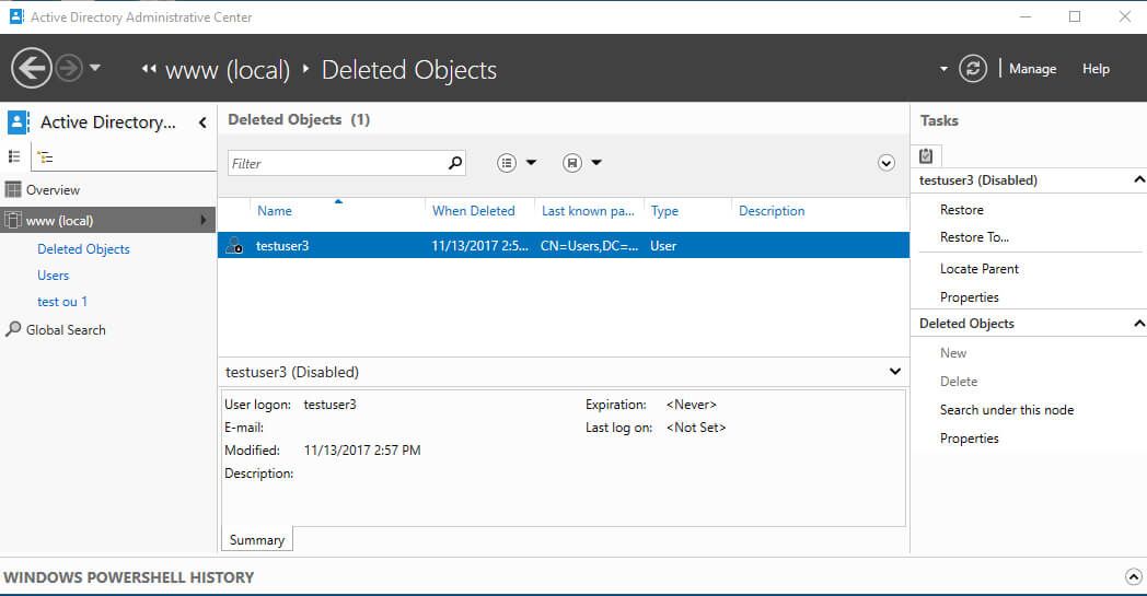 How to restore Deleted Active Directory Objects and Users