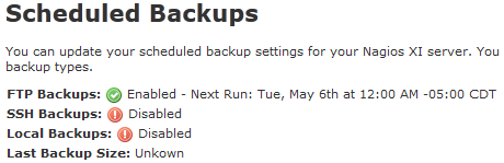 How to fix scheduled backups no longer working in Nagios