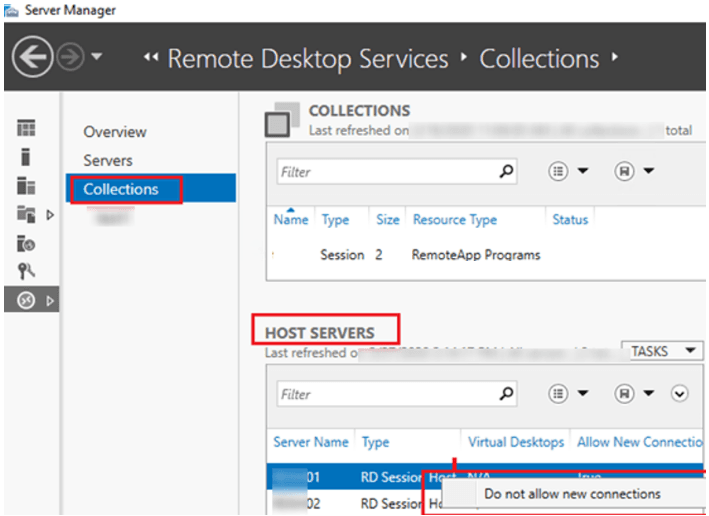 remote desktop drain mode on a Windows Server RDS host