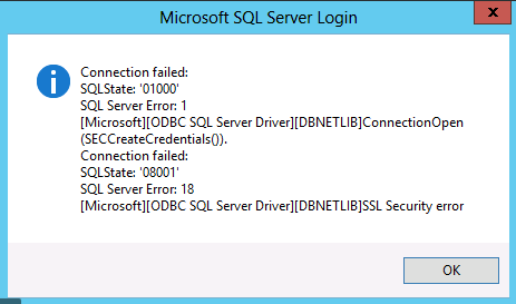 Fix SQL server error 18