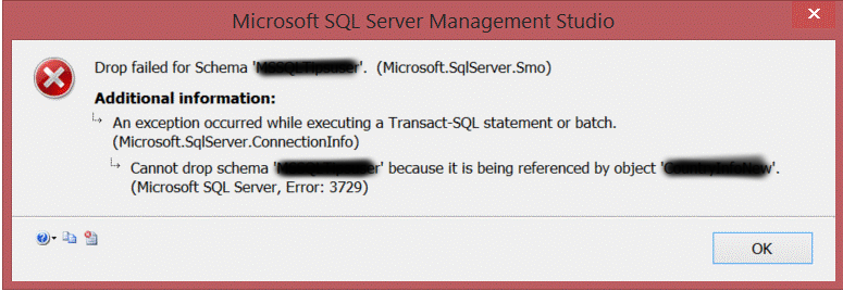 Solve SQL server error 3729