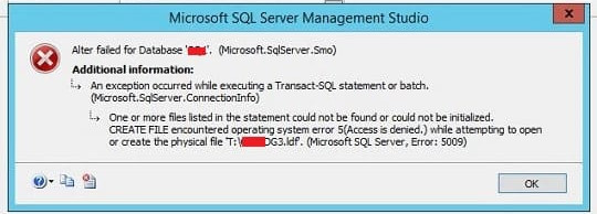 SQL Server Error 5009 – Different scenarios and fixes