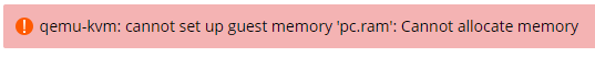 SolusVM: cannot set up guest memory 'pc.ram': Cannot allocate memory